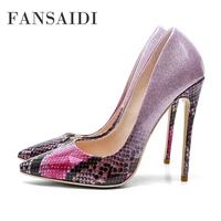 fansaidi summer fashion womens shoes new elegant consice green snakeskin clear heels stilettos heels pumps sexy 41 42 43