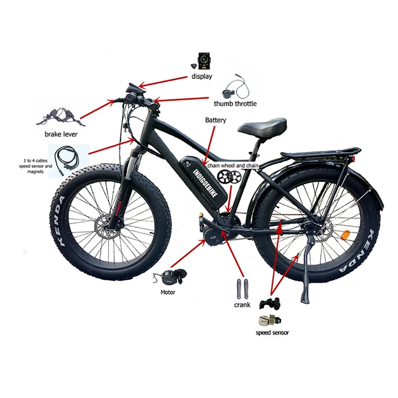 BBSHD BBS02B BBS02 48V 500 W/750 W/1000 W Средний привод электродвигателя комплект с 22.4AH 24.5Ah литий