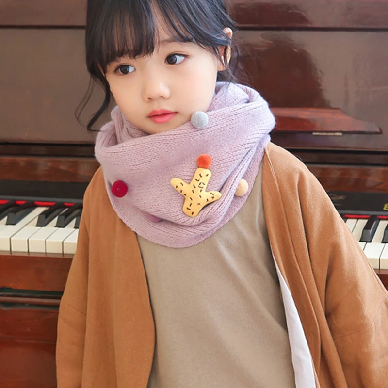 Модный теплый зимний шарф Вязаный детский для маленьких мальчиков и девочек с