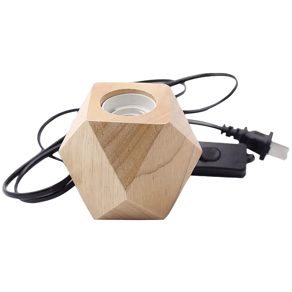 

E27 Socket Vintage Wood Table Lamp Base Holder US Plug Retro Night Lights Desk Lamp for Home Bedroom Living Room Decoration