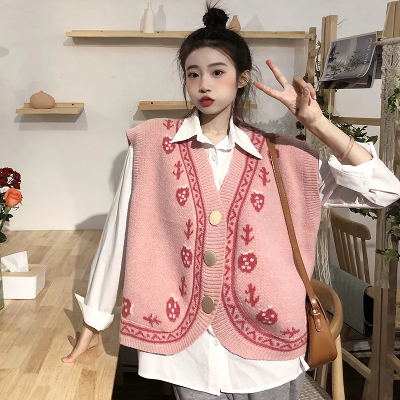 Женский вязаный жилет с V-образным вырезом без рукавов |