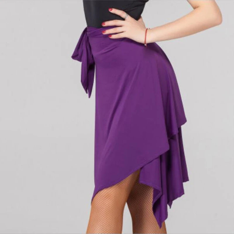 

Новая женская юбка для латинских танцев, черная, фиолетовая, красная, профессиональная, летняя, танцевальная юбка для взрослых, дешевая, для ...