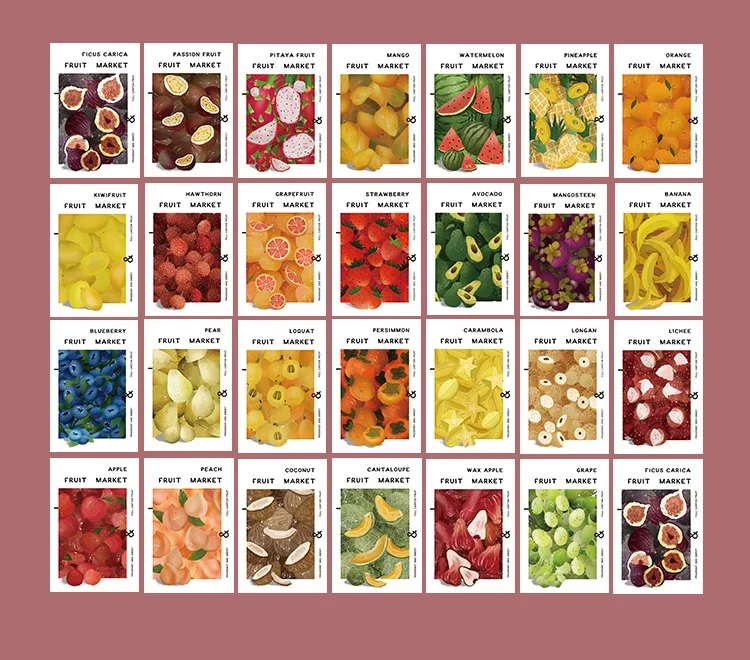 

28 Sheets/Set Colorful Fruit Market Lomo Card Mini Paper Postcard/Greeting Card/Birthday Gift Card