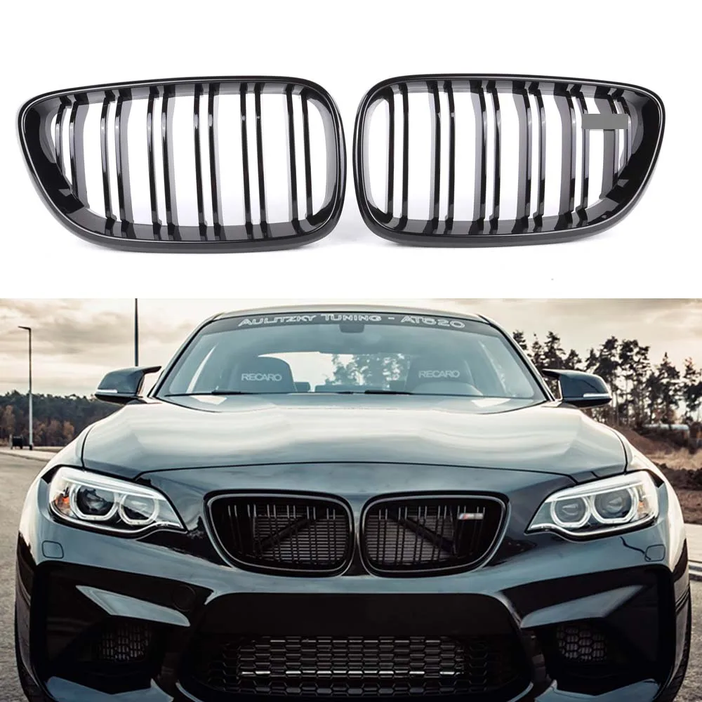 Передняя решетка для радиатора глянцевая черная BMW 2 серии F22 F23 F87 M2 2014 дюйма АБС