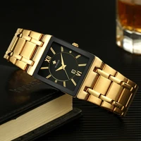 relogio masculino wwoor gold black watch square mens watches top brand luxury quartz stainless steel waterproof mens wrist watch