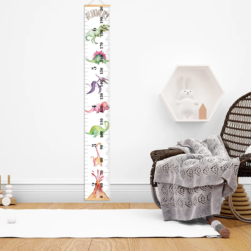Линейка с мультяшным динозавром деревянная подвесная высота таблица роста Декор