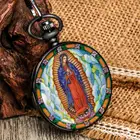 Часы наручные Дева Мария, винтажные кварцевые карманные, с изысканным рисунком, классический циферблат, из сплава, на толстой цепочке, религиозные подарки на день рождения