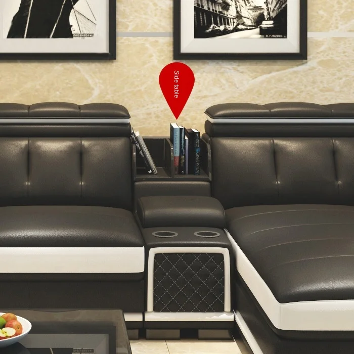 Современный кожаный диван Простой угловой для гостиной арт размера квартирный