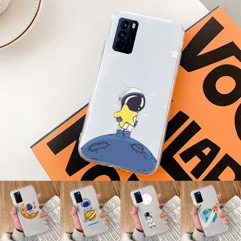 

Cute Cartoon Astronaut Planet Star Phone Case Transparent For oppo Realme FIND V X Q 2 3 5 7 11 50 GT Q2 PRO PLUS moible bag