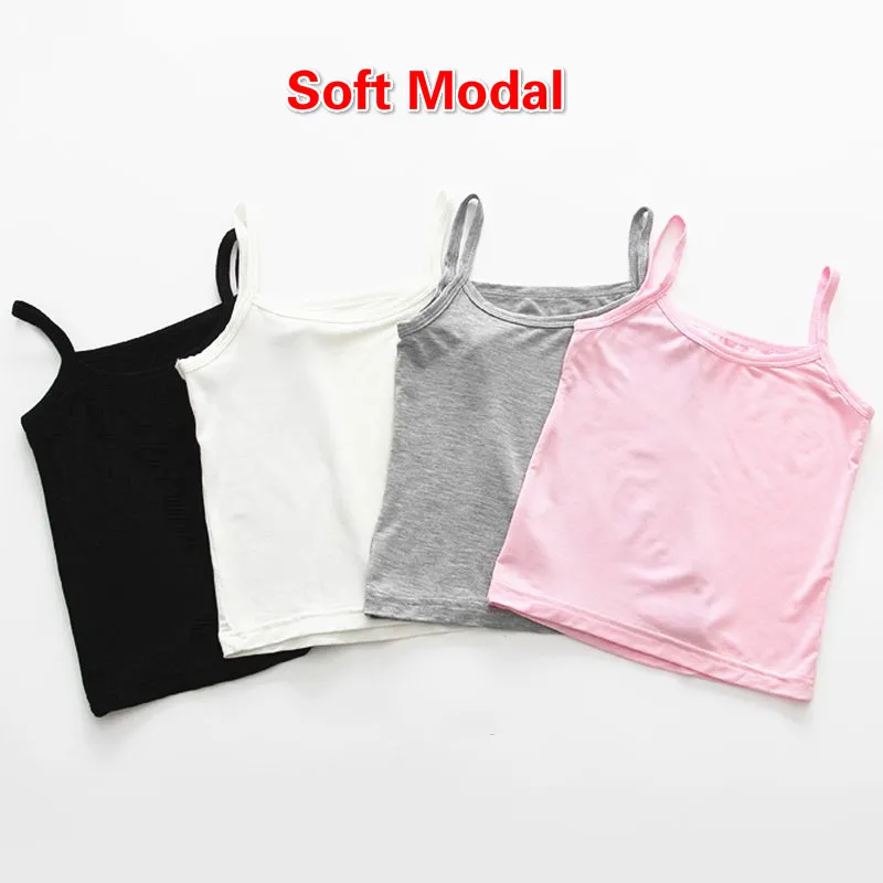 Ropa interior de verano para ni&ntilde;os, camisetas sin mangas de Modal para ni&ntilde;as, chaleco de Color puro, camiseta interior para ni&ntilde;os de 2 a 12 a&ntilde;os-1
