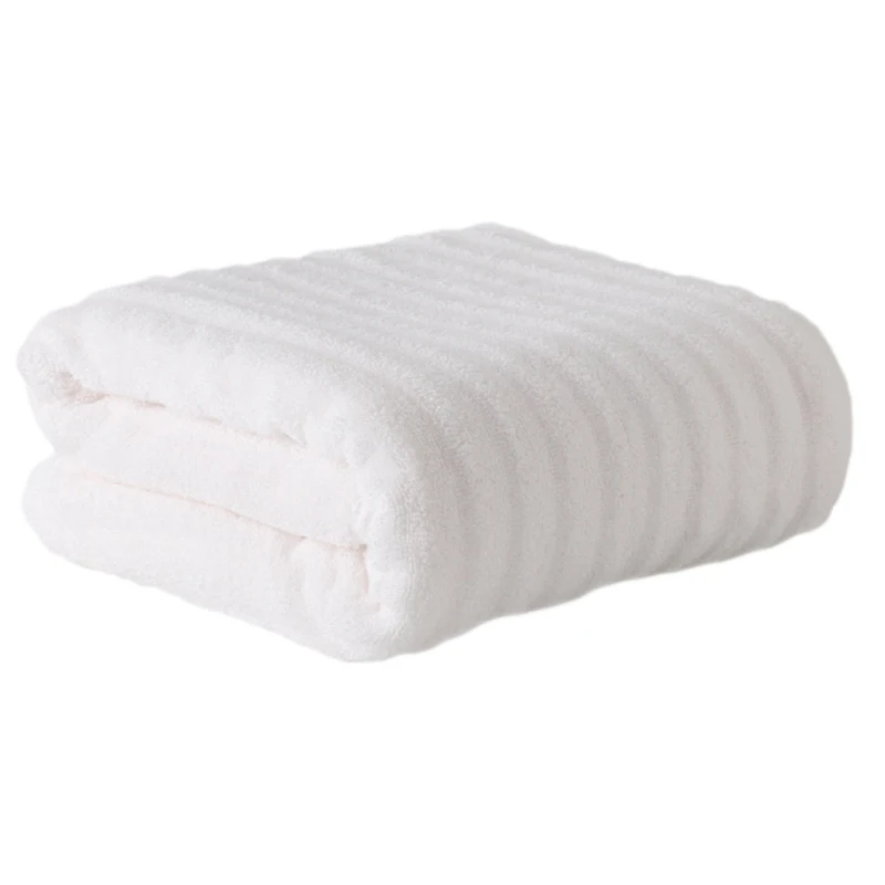 

70x140cm Classic Luxury Ribbed Striped Cotton Bath Towel Soft Thick Jacquard Woven Super Absorbent Solid Color Beach Shower Wash