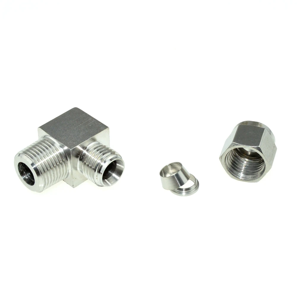 2Pcs 3/8" BSPT Male Thread x 8MM Double Ferrule Tube Compression Elbow Fitting Connector PT Stainless Steel 304 | Обустройство