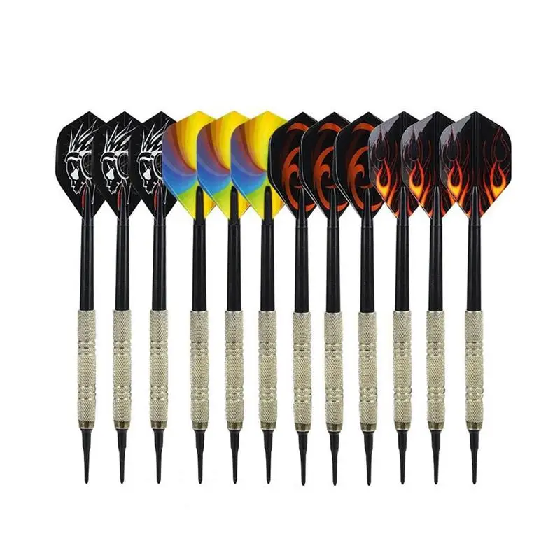 

12 Pcs Dart Set Multiple Styles Darts Flights Professional Darts Tips Set For Electronic Dartboard With 25 Wings Bar Darts Set