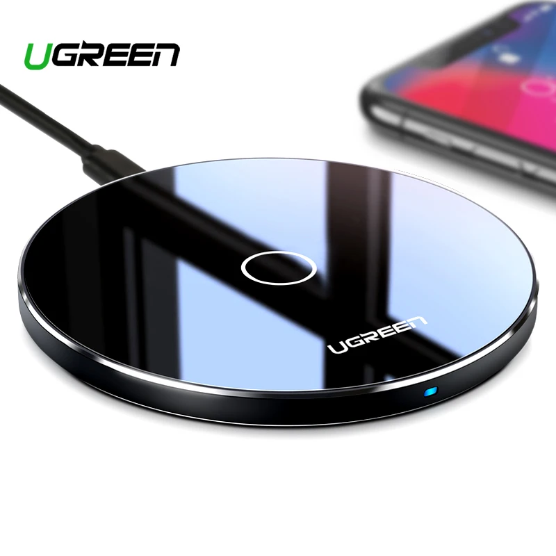 Ugreen 10 Вт QI Беспроводной Зарядное устройство для Samsung S8/S8+/S7 edg быстро Беспроводной зарядки для iPhone 8/x Nexus5 Lumia 820 USB Зарядное устройство pad