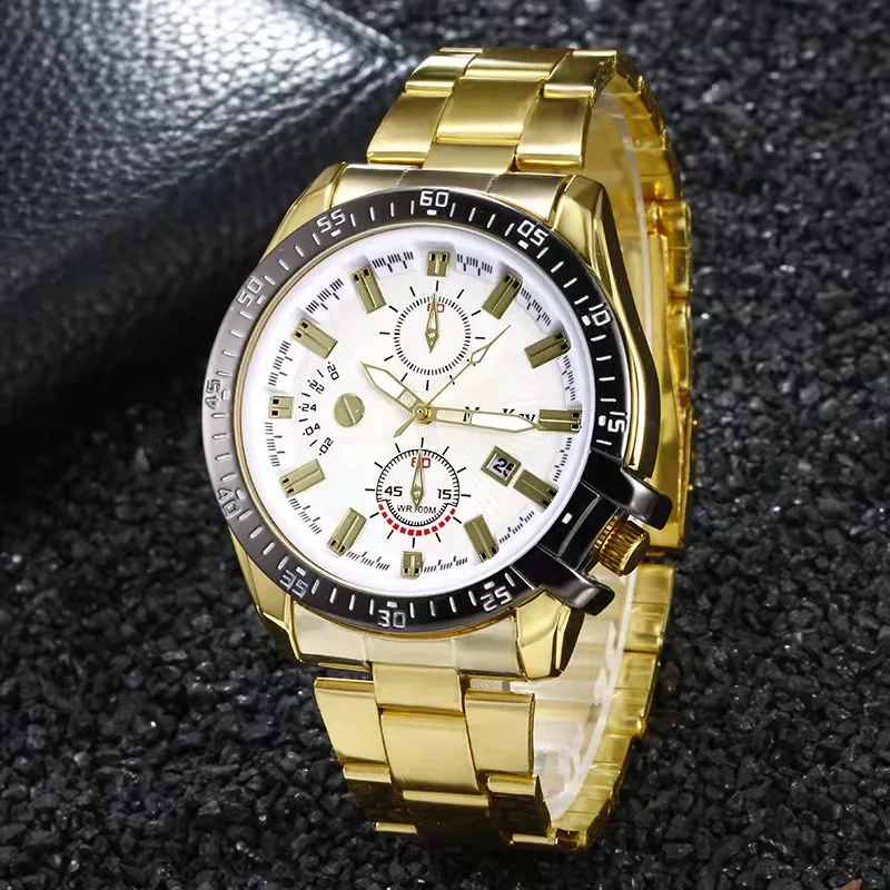 

WOKAI high quality men's luxury steel band calendar quartz Large dial Watch Men's business sport waterproof luminous clock