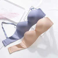 high quality strapless thin underwear womens small chest without steel ring gathered anti slip and light bra