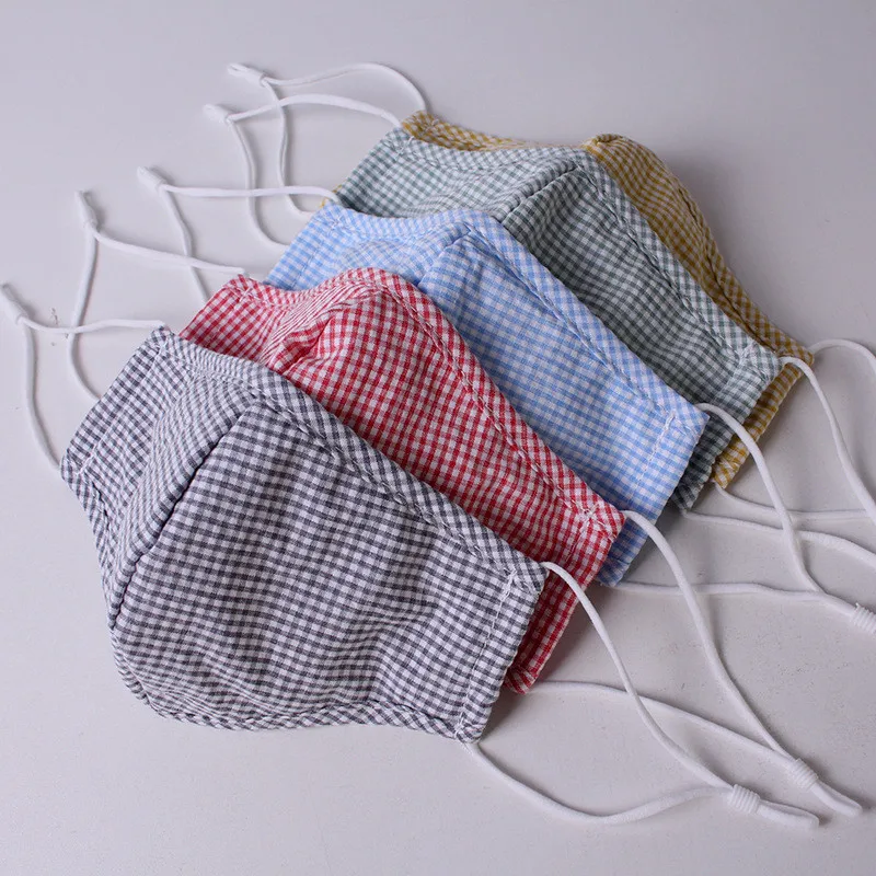 

Anti-dust Cotton Face Dustproof Reusable Adjust Plaid Mask With Filter Pm2.5 Dust-proof Mouth Mask Washable Mouth-muffle Mascari
