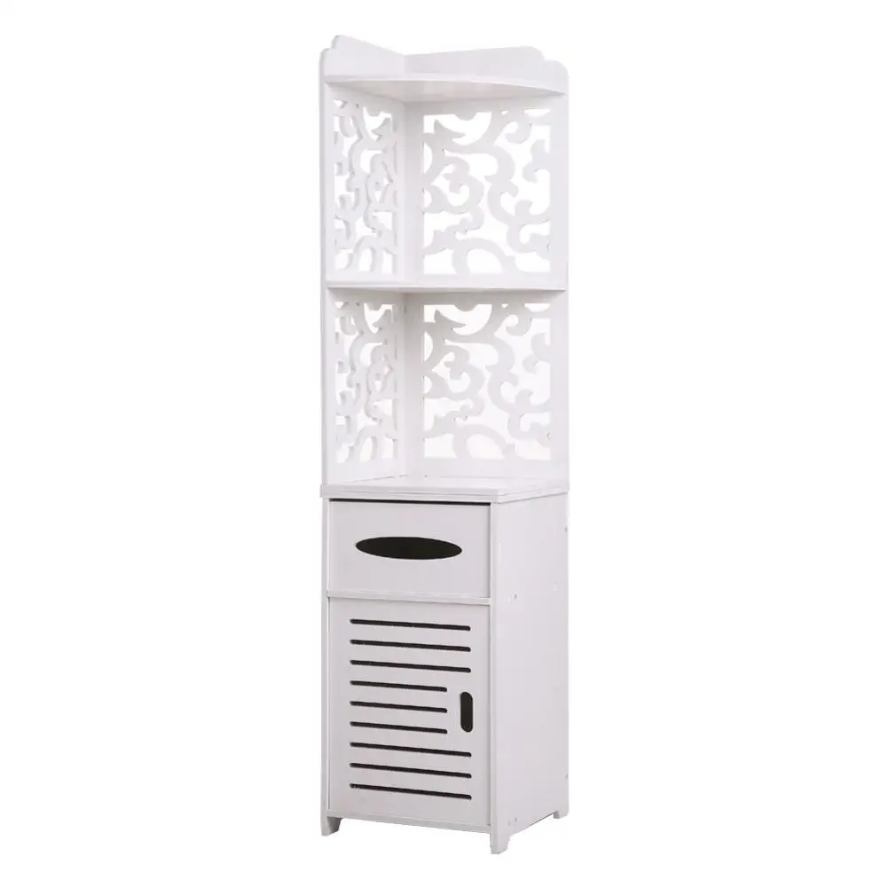 

PVC Pattern Carved Bathroom Holder Corner Shelf 30 x 30 x 120cm Max Loading 1Kg Cabinet