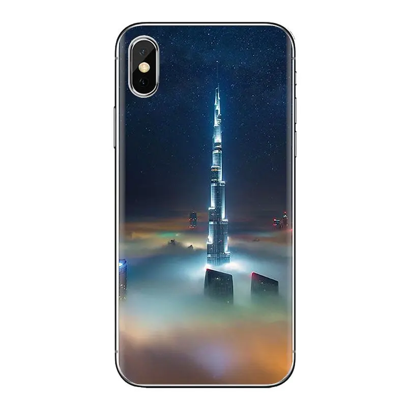 For Samsung Galaxy S3 S4 S5 Mini S6 S7 Edge S8 S9 S10 Plus Note 3 4 5 8 9 Burj Khalifa Tower building Dubai Transparent TPU Case |