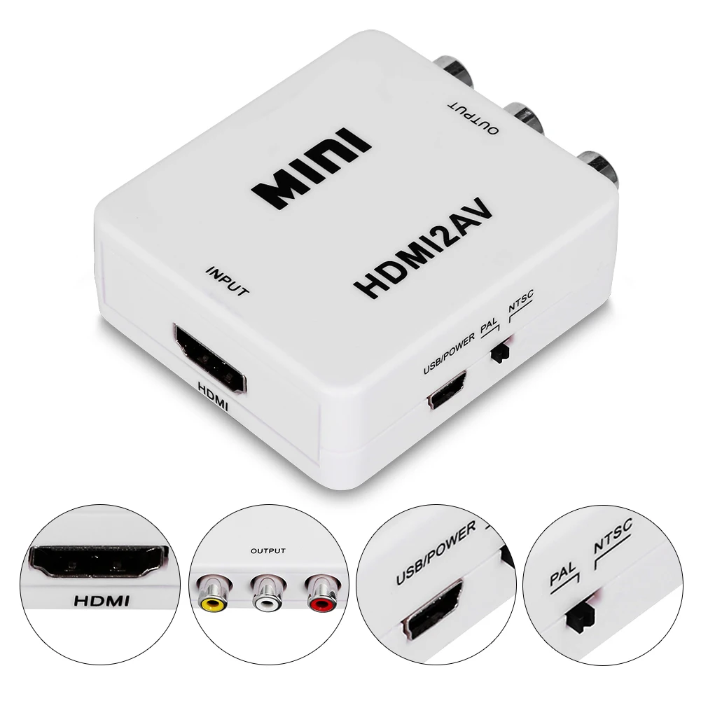 SOONHUA Цифровой HDMI к RCA Композитный Видео Аудио AV CVBS конвертер адаптер Mini сигнала