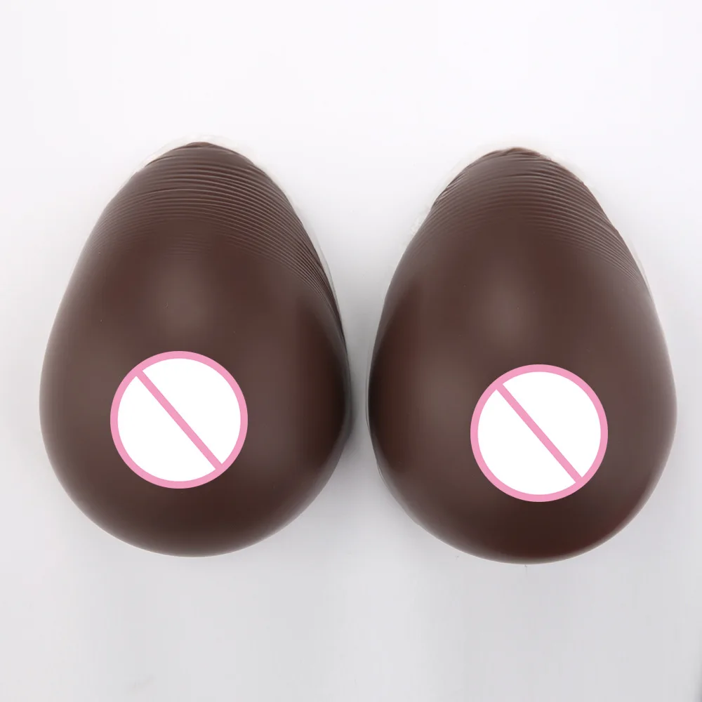1200g/Pair DD Cup Realistic Shemale Fake Boobs False Breast Forms Water-drop Shape With Black Color For Drag Queen Crossdresser