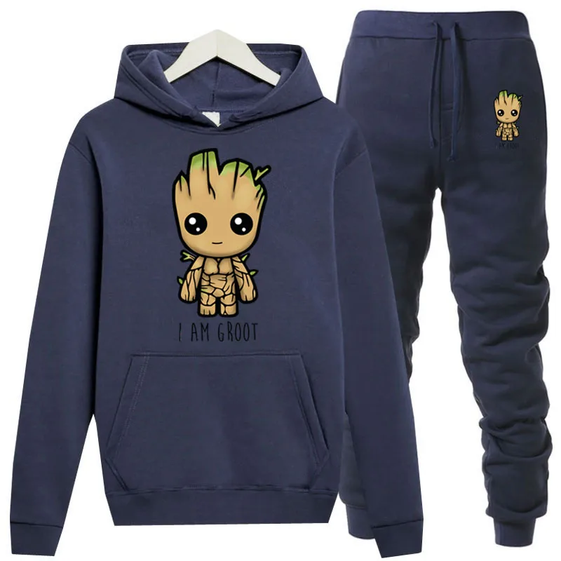 Navy Толстовка newThe Avengers мужские толстовки костюм i im groot спортивный костюм для мужчин толстовка костюм толстовка+ спортивные штаны для бега с капюшоном для мужчин - Цвет: Navy