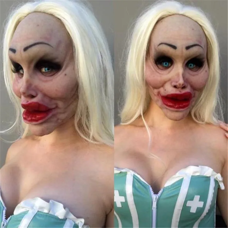 

Funny Scary Full Head Urgle Women Mask For Halloween Creepy Wrinkle Face Mask Cosplay Party Props Mask For Face Women