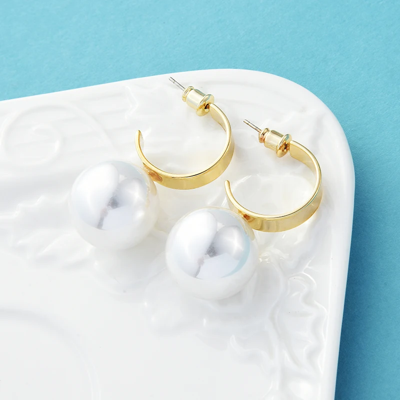 

Wuli&baby Big Simulated Pearl Drop Earrings For Women New Simple Design Dangle Earrings Gifts