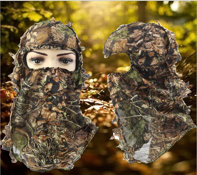 New Camouflage Leafy Hunting Ghillie Suits Hood Green Head Net Eyehole Opening and Leaf Pattern Accessories | Спорт и развлечения