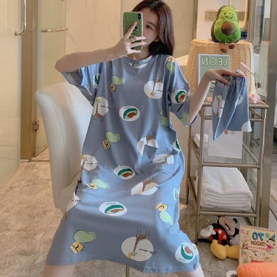 Женская хлопковая ночнушка Disney летняя Пижама платье милая свободная одежда