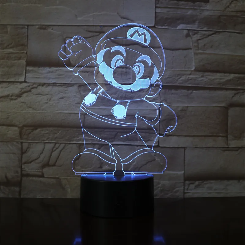 Марио 7 цветов 3d лампа светодиодный ночник для детей сенсорный светодиодный Usb Настольный Lampara Lampe детский спальный ночник комнатный светильник дропшиппинг