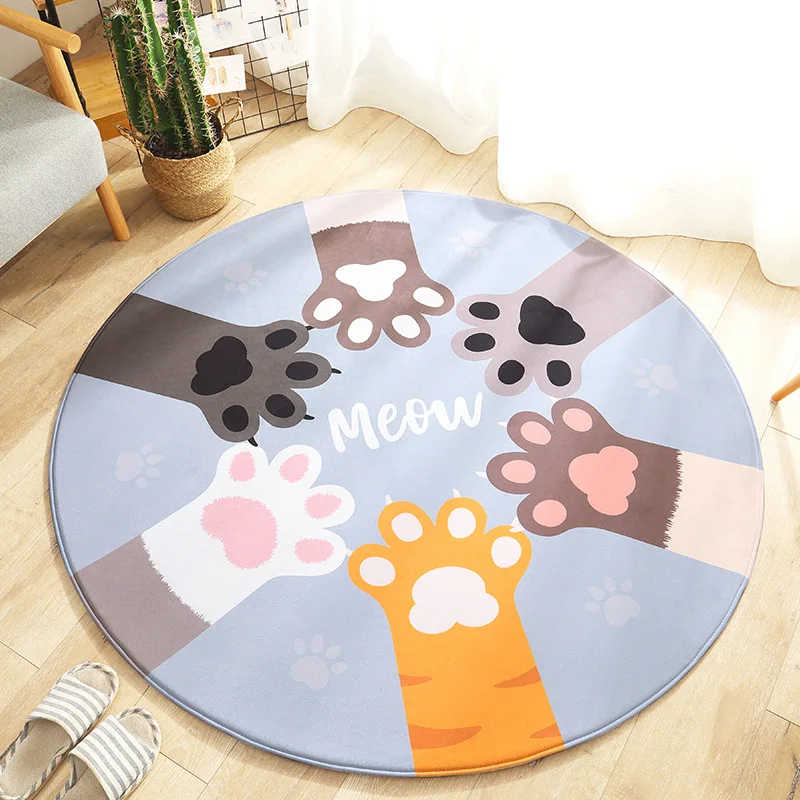 Cat paw Детский круглый коврик детский игровой коврик игрушки экологичный Большой полиэстер нескользящий мультфильм животных Коврик для гостиной игровой коврик 75 см - Цвет: Cat paw