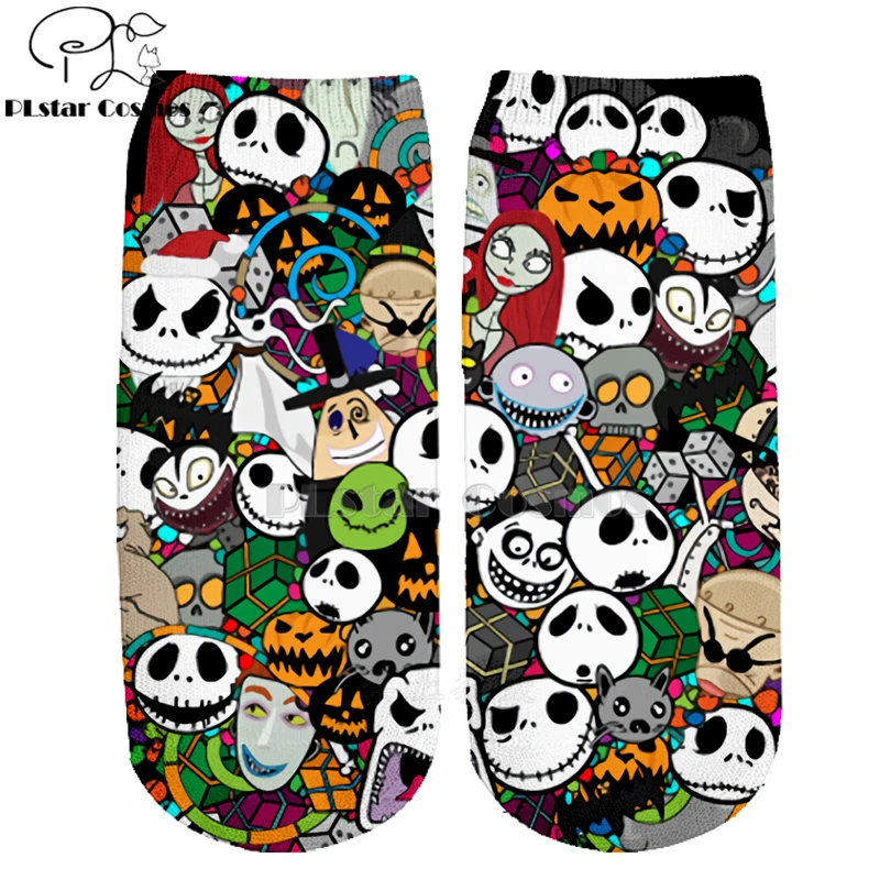Хлопковые носки PLstar Cosmos nightster before christmas jack skellington разноцветные брендовые теплые короткие носки Хэллоуин-3