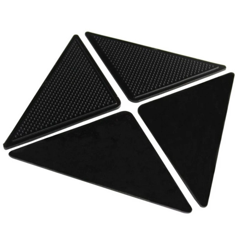 

4Pcs/lot Doormat Anti-skid Rubber Mat Non Slip Patch Mat Washable Rug Gripper Stopper Tape Sticker Black Corners Pad 15.5x10.5CM