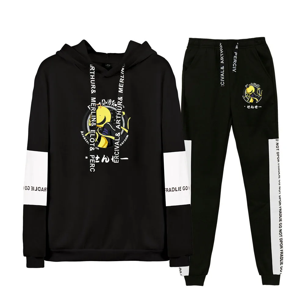 

Assassination Classroom Cartoon Cool Printed Raglan Sweatshirt Suits Harajuku Winter Sport Stylish Hoodies+Long Pants Sets