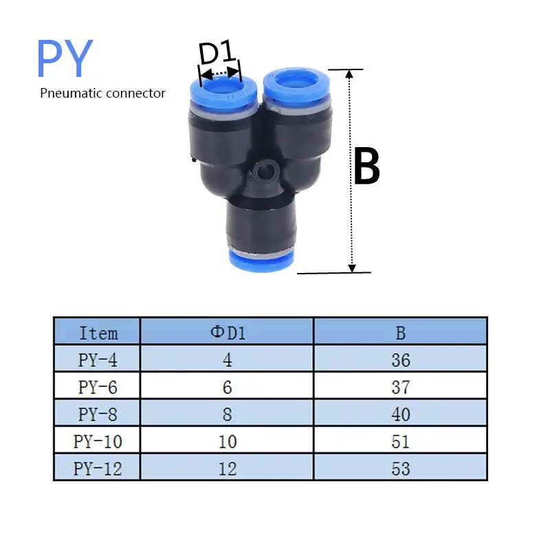 

50pcs Pneumatic Fittings Connector4/ 6/8/10/12mm Trachea Connector Set PU & Plastic Air water Hose Tube Gas
