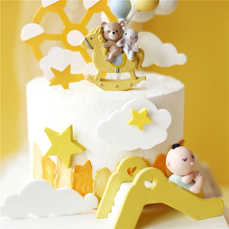 Медведь кролик лошадь горка украшение топпер для торта детского душа дня