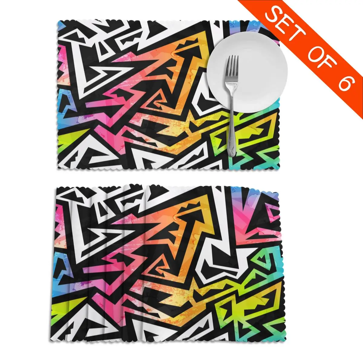 

Набор из 6 предметов, коврик для обеденного стола радужного цвета с геометрическим рисунком, аксессуары для кухни, коврик для чашки, вина