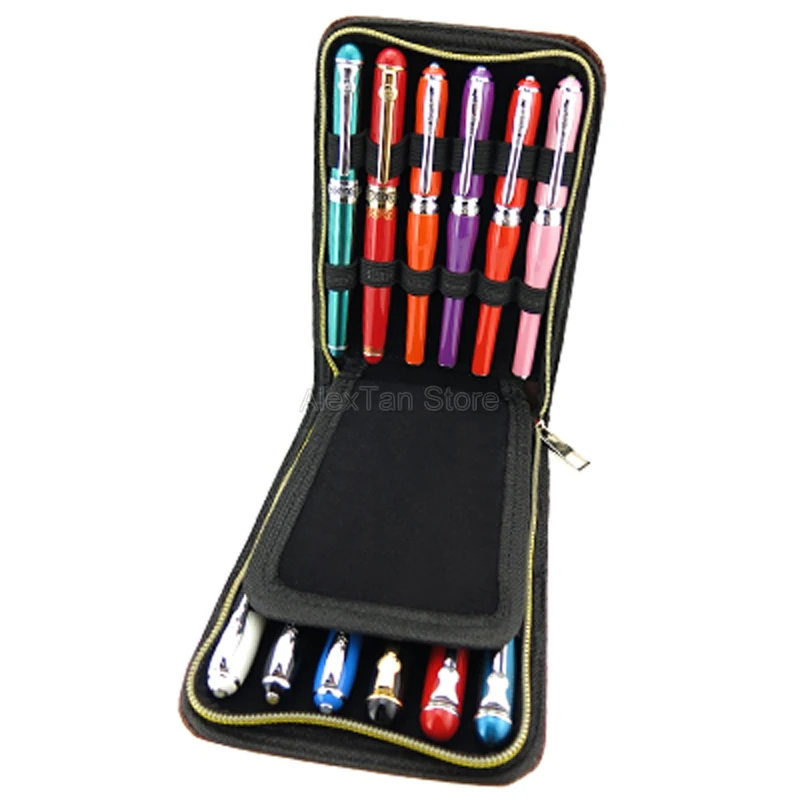 

High Quality Fountain Pen & Rollerball Pen Bag Pencil Case Available For 12 Pens Coffee Leather Pen Holder & Pouch