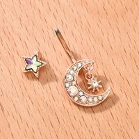 lateefah stainless steel belly button ring body jewelry piercing rhinestone navel umbilical nail earrings body jewelry for women