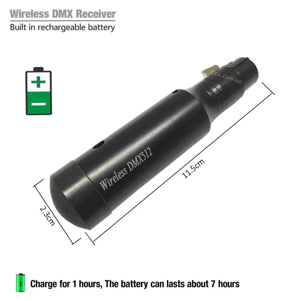 Встроенный аккумулятор приемник перезаряжаемый 2,4 ГГц беспроводной DMX512 приемник XLR для сцены PAR вечерние светильники