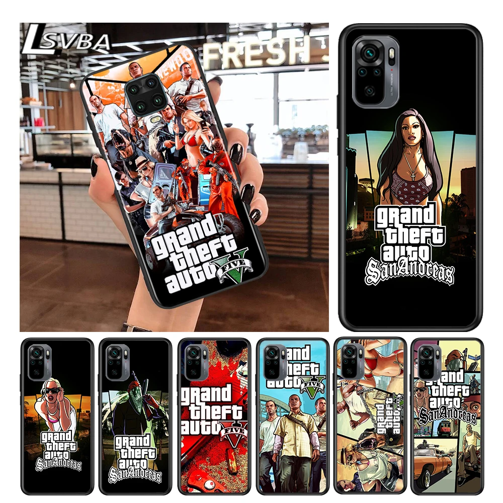 

Grand Theft Auto GTA for Xiaomi Redmi Note 10 10S 9 9T 9S 9Pro Max 8T 8Pro 8 7 6 5 Pro 5A 4X 4 Soft Black Phone Case