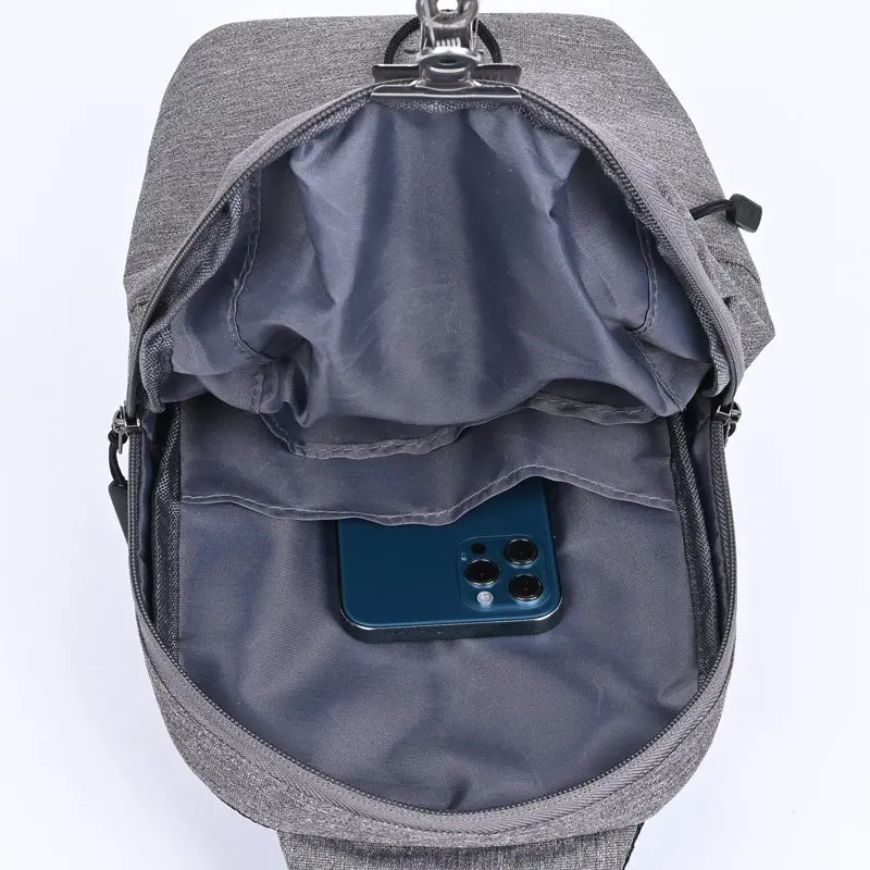 

New Men Crossbody Shoulder Bag Male Sling Bag Chest Bags Messenger Bags For Handy Belt Sacoche Homme Chest Pack Grey Sac A Main