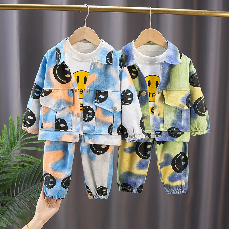 

3 Pieces/set Autumn Casual Clothes Children's Sets Baby Fashion Coat Cartoon T-shirt Pants Boutique Kids Clothing Boys Outfits