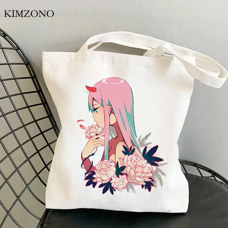 

Darling в Franxx сумка для покупок из хлопка экологический холст шоппинг bolso bolsas de тела для изготовления сумок, sacola тканый мешок toile
