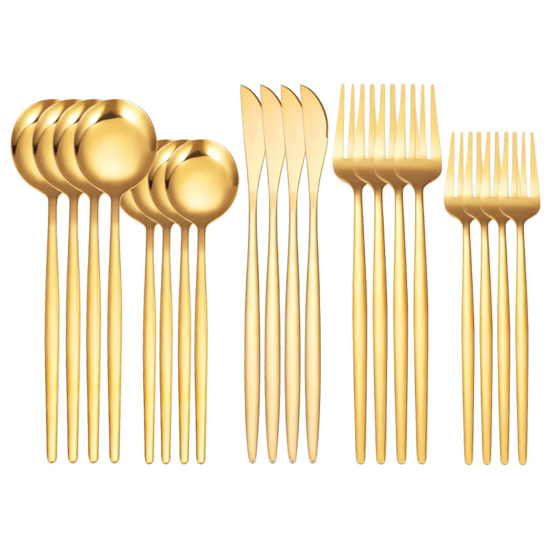 Посуда набор столовый золотой столовых приборов Нержавеющая сталь Роскошные