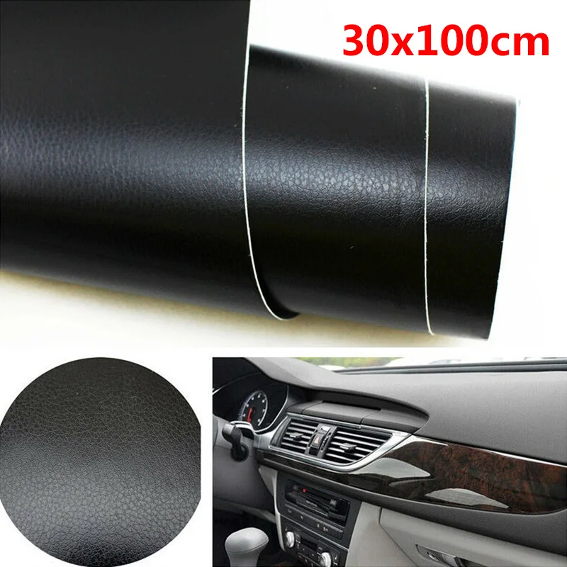 

30*100CM Sticker Vinyl Black Wrap Good toughness Leather Texture Durable