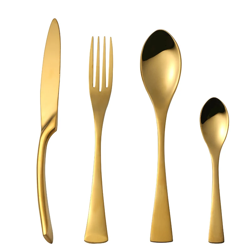 Gold 32 pcs Набор столовых приборов Kaya 24 шт./лот, набор столовых приборов из нержавеющей стали черного цвета, набор столовых приборов с зеркальным покрытием, столовый нож, вилка, используемый для ресторана - Цвет: Gold 32 pcs