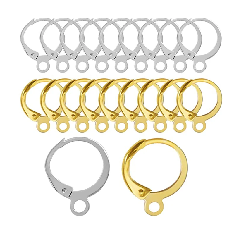 Серьги гвоздики золотистые с французским замком аксессуары для изготовления