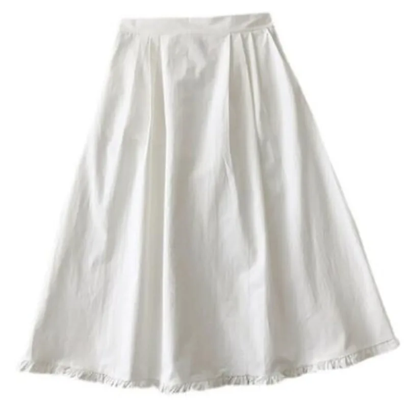 

High Waist Women Summer Solid Midi Skirts Lady Office Casual A-Line Skirt Female Fashion Vintage Spring Autumn Skirts J173